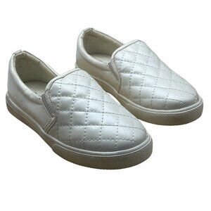 Esprit Girl Metallic Cream Off-White Diamond Quilted Slip On Sneakers Sz 13